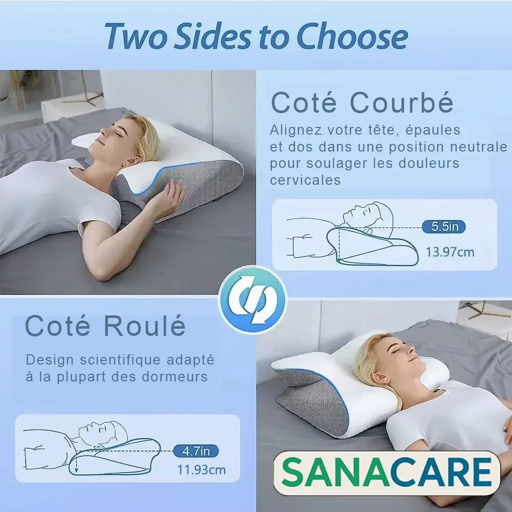 Oreiller Orthopédique Pour Dormeurs Latéraux & Dos SanaCare